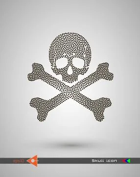 Vector halftone skulls. Skull icon. Symbol of death, danger, war, death, pira Stock Illustration
