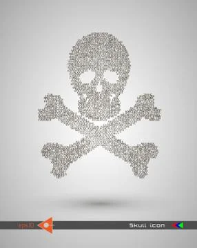 Vector halftone skulls. Skull icon. Symbol of death, danger, war, death, pira Stock Illustration