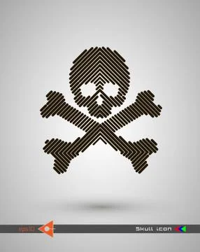 Vector halftone skulls. Skull icon. Symbol of death, danger, war, death, pira 스톡 일러스트