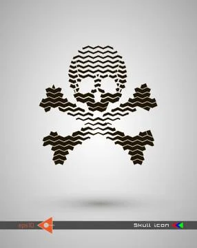 Vector halftone skulls. Skull icon. Symbol of death, danger, war, death, pira Stock Illustration