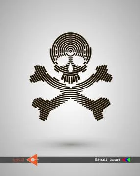 Vector halftone skulls. Skull icon. Symbol of death, danger, war, death, pira Illustrazione stock