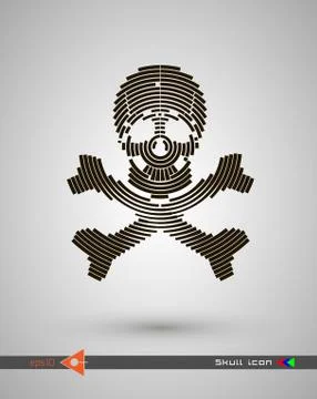 Vector halftone skulls. Skull icon. Symbol of death, danger, war, death, pira 스톡 일러스트