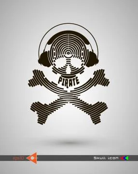 Vector halftone skulls. Skull icon. Symbol of death, danger, war, death, pira Illustrazione stock
