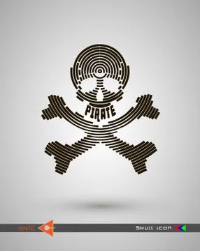 Vector halftone skulls. Skull icon. Symbol of death, danger, war, death, pira 스톡 일러스트