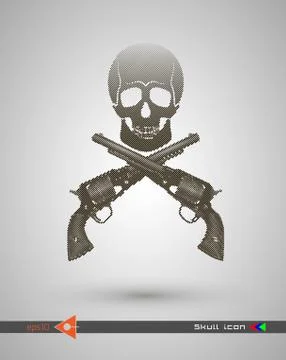 Vector halftone skulls. Skull icon. Symbol of death, danger, war, death, pira Stock Illustration