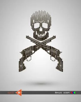 Vector halftone skulls. Skull icon. Symbol of death, danger, war, death, pira Illustrazione stock