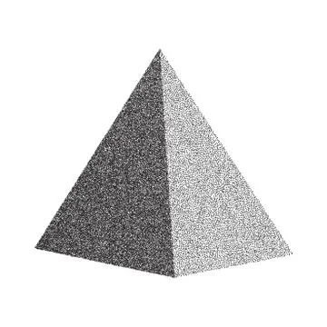 Vector Halftone Stippled Geometric Figure Illustration - 3D Quadrangular Pyramid Stockillustratie