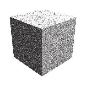 Vector Halftone Stippled Geometric Figure Illustration - 3D Cube Stockillustratie