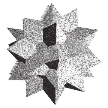 Vector Halftone Stippled Geometric Figure Illustration - 3D Stellate Polyhedron Stockillustratie