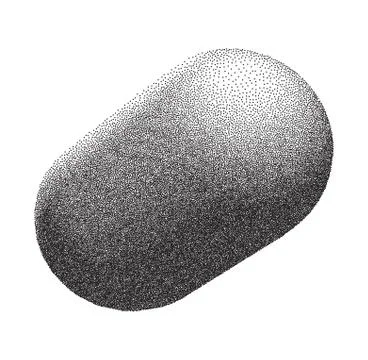 Vector Halftone Stippled Geometric Figure Illustration - 3D Ellipsoid Capsule Stockillustratie