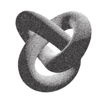 Vector Halftone Stippled Geometric Figure Illustration - 3D  Torus Knot Stockillustratie