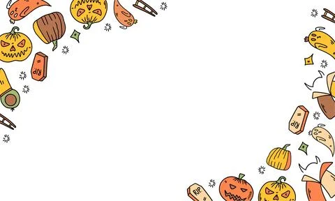 Vector halloween background in flat design Stock Illustration