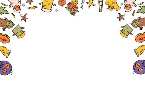 Vector halloween background in flat design Stock Illustration