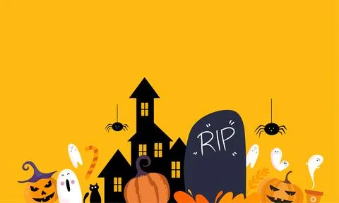 Vector halloween background in flat design Stock Illustration