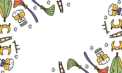 Vector halloween background in flat design Stock Illustration