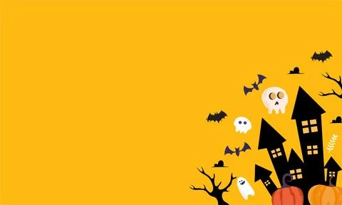 Vector halloween background in flat design Stock Illustration