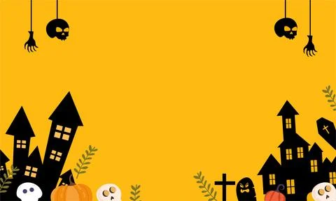 Vector halloween background in flat design Stock Illustration
