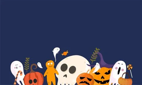 Vector halloween background in flat design Stock Illustration