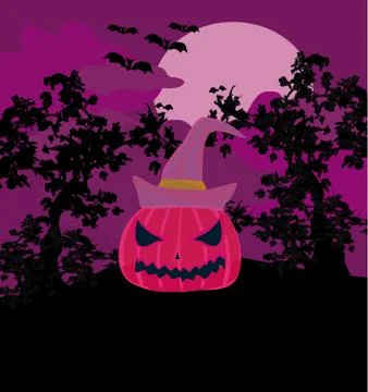 Vector halloween background with pumpkin and bat. abstract classical autumn c Illustrazione stock