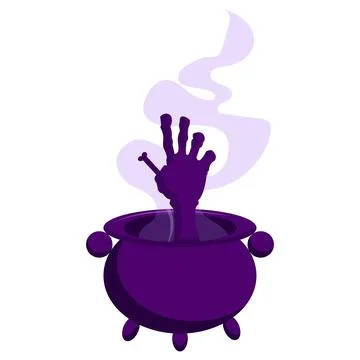 Vector Halloween Cauldron Hand Illustration. Stock Illustration