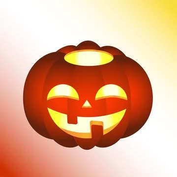 Vector. Halloween character. Cute funny bright pumpkin, smiling pumpkin. Stock Illustration