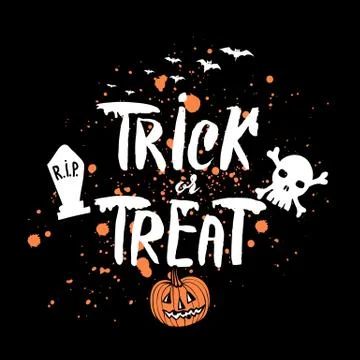 Vector Halloween dark background with orange pumpkin and blood stains, white  Stock Illustration