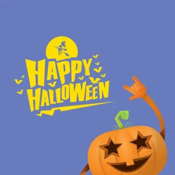 Vector halloween funky rock n roll style pumpkin character isolated on pink Illustrazione stock