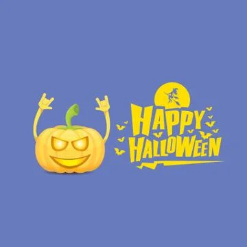 Vector halloween funky rock n roll style pumpkin character isolated on pink 스톡 일러스트