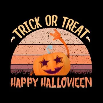Vector Halloween funky rock n roll style cartoon carved pumpkin character Illustrazione stock