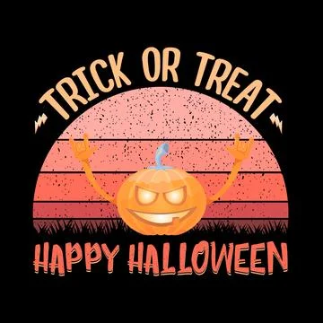 Vector Halloween funky rock n roll style cartoon carved pumpkin character Stock Illustration