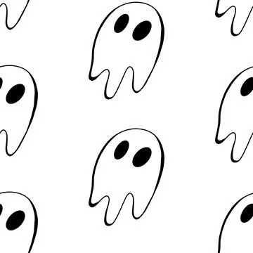 Vector halloween ghost seamless pattern isolated on white background. Funny.. Stock Illustration