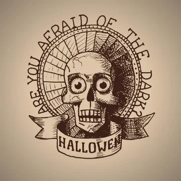 Vector halloween hand draw skull. Eps10 Stock Illustration