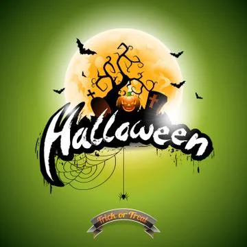 Vector Halloween illustration with pumpkin  Illustrazione stock