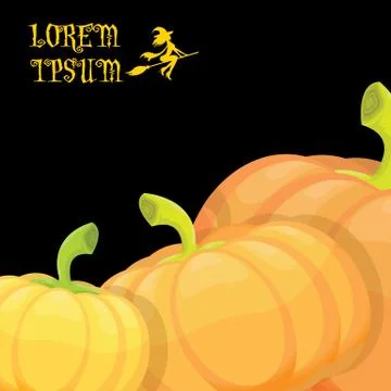 Vector halloween invitation border with pumpkins Stock Illustration