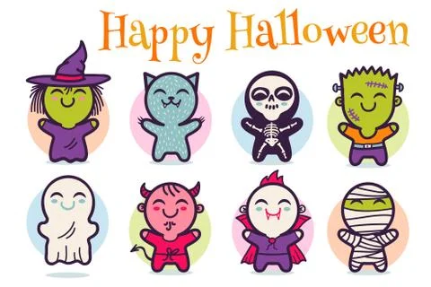 Vector Halloween monsters. Stock Illustration