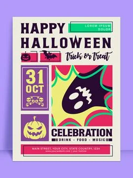 Vector Halloween Party Invitation with Ghost and Pumpkin Illustrazione stock