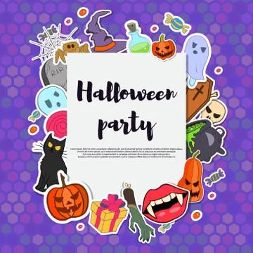 Vector Halloween party invitation 库存插图