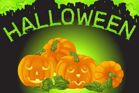 Vector Halloween poster with pumpkins Stock Illustration