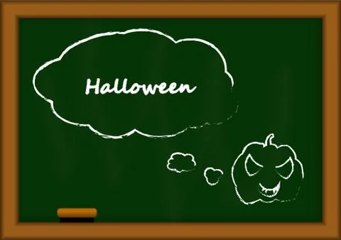 Vector : Halloween pumpkin and bubble quotes on blackboard Stock Illustration