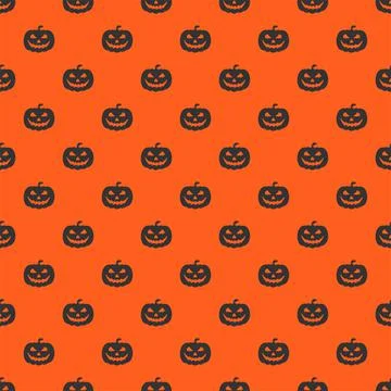 Vector Halloween seamless pattern. Endless background with pumpkins, ghosts Stockillustratie