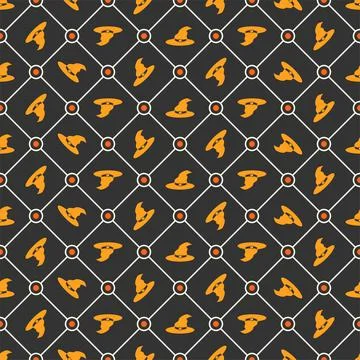 Vector Halloween seamless pattern. Endless background with pumpkins, ghosts Stockillustratie