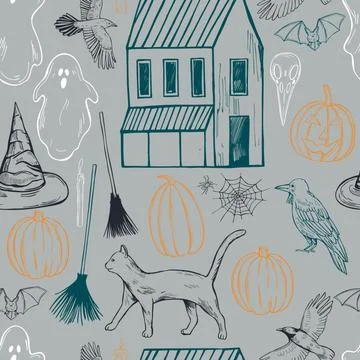 Vector halloween seamless  pattern Stock Illustration