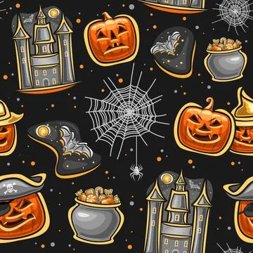 Vector Halloween seamless pattern Illustrazione stock