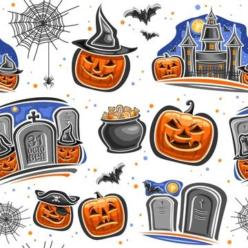 Vector Halloween seamless pattern Stock Illustration