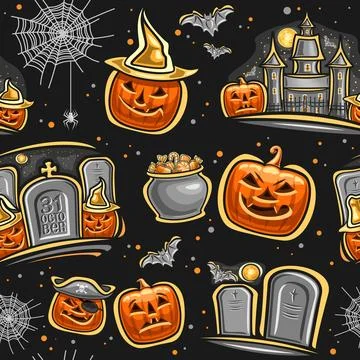 Vector Halloween seamless pattern Stock Illustration