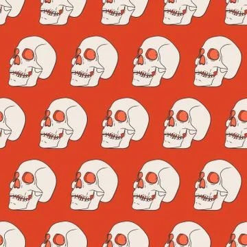 Vector Halloween seamless pattern with skulls Stock Illustration