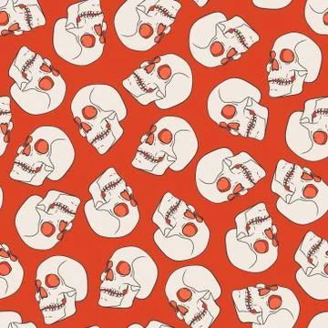 Vector Halloween seamless pattern with skulls Stock Illustration