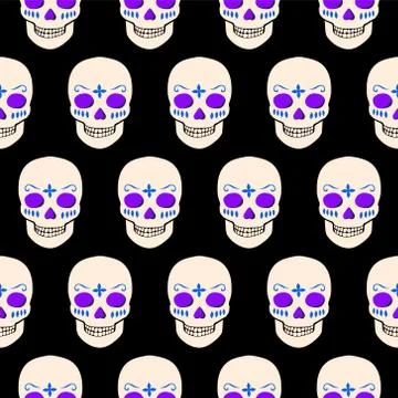 Vector Halloween seamless pattern with skulls Stock Illustration