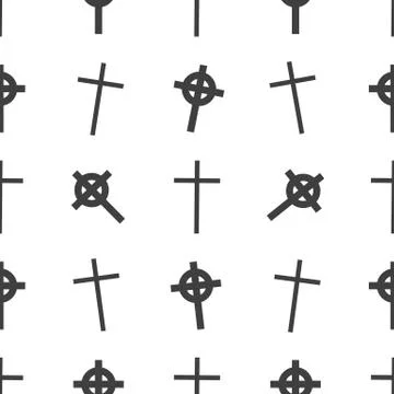 Vector Halloween seamless pattern. Tomb, cross symbols. Scary wallpaper for Illustrazione stock