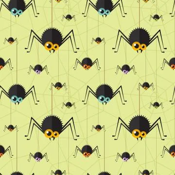 Vector halloween spider seamless background. Eps10 Stock Illustration
